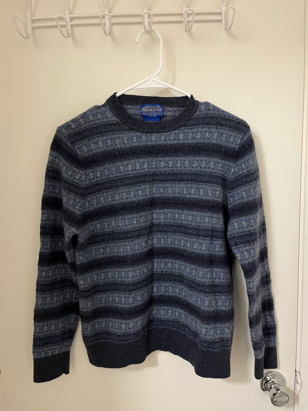 Pendleton Striped 100% Merino Wool Crewneck Sweater